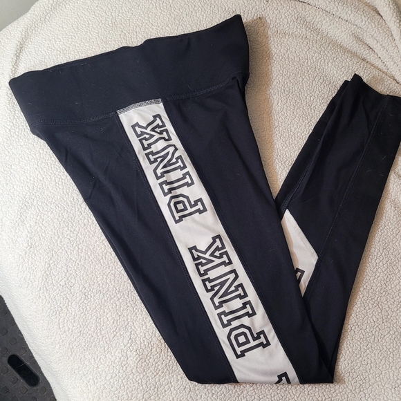 Victoria's Secret Black Leggings with White Accents - Picture 1 of 3